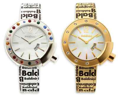 Baldinini Women's Leather Jeweled Steel Mother of Pearl Quartz Watch White/Gold