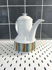 Vintage Retro Ironstone Kathie Winkle Mardi Gras Coffee Pot Broadhurst Staffords