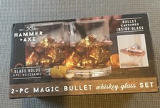 Bicchieri da whisky Hammer & Axe Magic Bullet. Set di 2 nuovi in scatola mai usati 