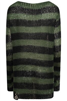 90's Oversized Striped Gothic Grunge Jumper - Chunky Knitted