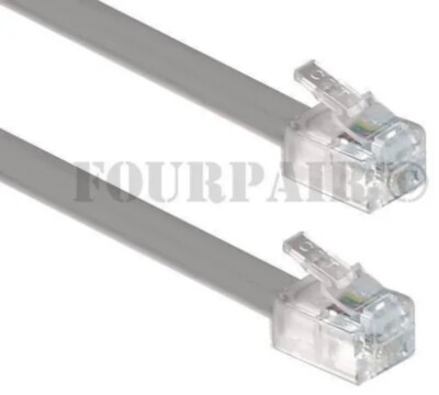 10ft Telephone Line Cord Cable Wire 6P4C RJ11 DSL Modem Fax Phone to Wall Silver