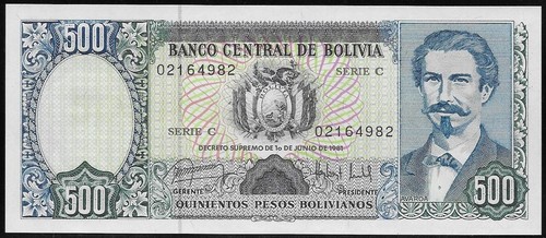 Bolivia 500 Pesos Bolivianos 1981 Unc
