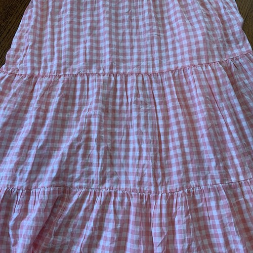H&M Pink & White Gingham Square Plaid Smocked Maxi Dress XL Tiered Spring NWOT - Picture 2 of 10