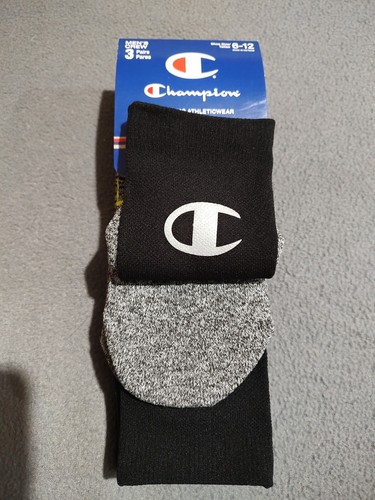Champion Crew Sport Socks Black Reflect Logo CHMS21 3 Pairs Men’s Shoe Size 6-12 - Picture 3 of 8