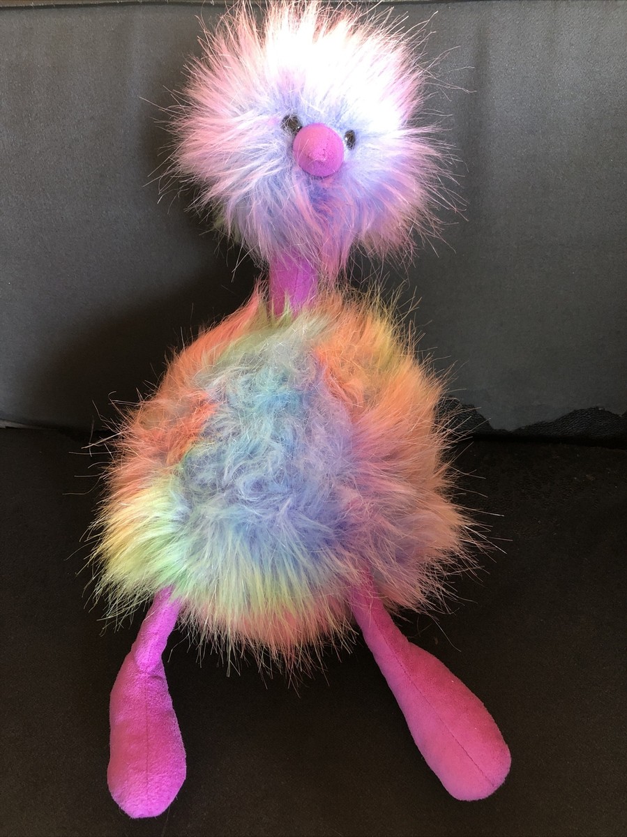 Rainbow Pompom Jellycat London Ostrich Pom Fuzzy Bird Stuffed