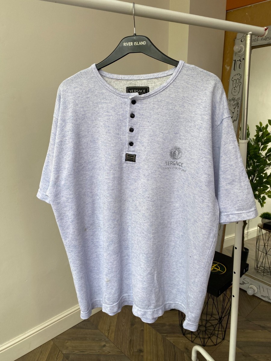 VINTAGE VERSACE JEANS COUTURE HALF BUTTON DOWN T SHIRT | eBay