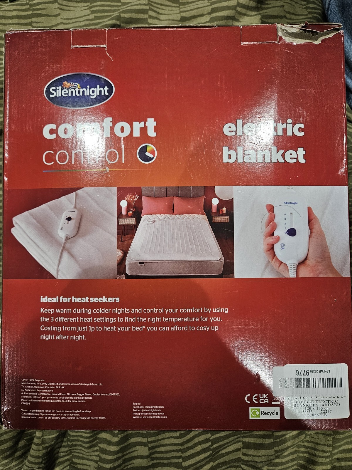 DOUBLE Silentnight Comfort Control Electric Blanket Heated Under