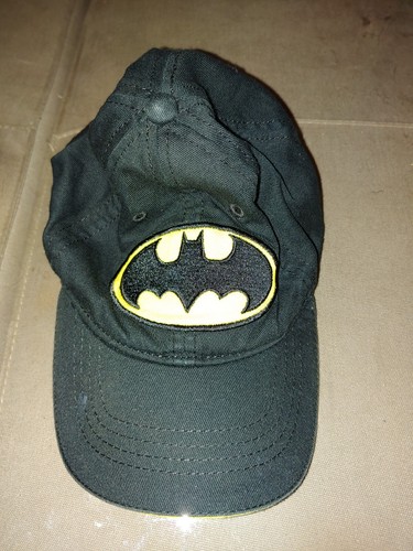 Batman Youth Baseball Hat Black/Yellow Elastic Band LG 100% Cotton Lined Trim - Picture 10 of 10