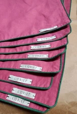 L'Objet Red With Green Trim Placemats Set of 8 Christmas Holidays 20x14 EUC