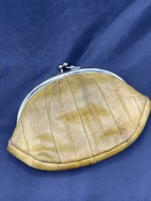 Lee Sands Genuine Eel Skin Leather Double "Kiss Lock" Clutch Purse Wallet