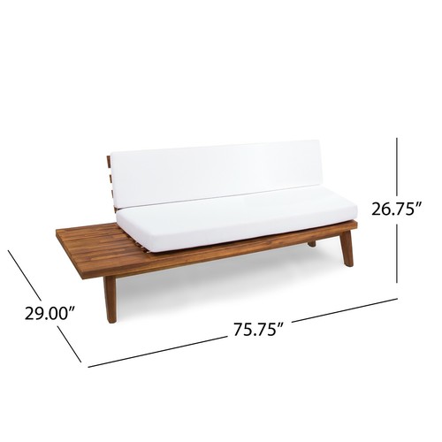 Emmory Minimalist V Shaped 4 Piece Acacia Wood Sectional Sofa Set - Picture 5 of 29