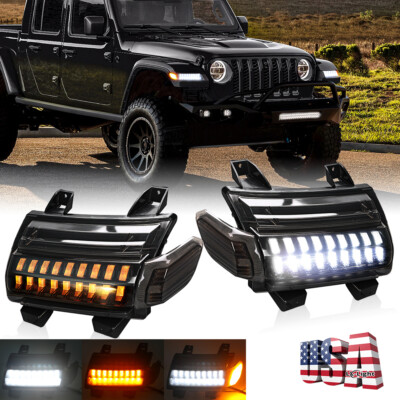 2018-25 for Jeep JL Rubicon LED Fender Daytime Running Turn Signal Lights Lamps