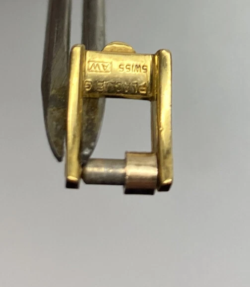 Hebilla de reloj vintage de 6 mm Omega estilo antiguo emblema chapado en oro amarillo de 10 k Foto 3 de 4