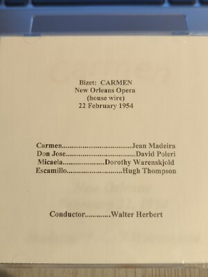 Live Opera Recording CD2266 Carmen Madeira Poleri Warenskjold Thompson  - 1954