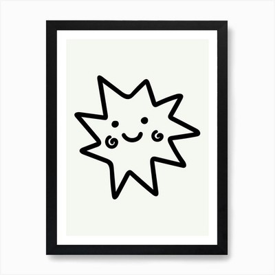 Kawaii Sonne Illustration Kunstdruck gerahmt Wandbild Poster Leinwanddruck Bild