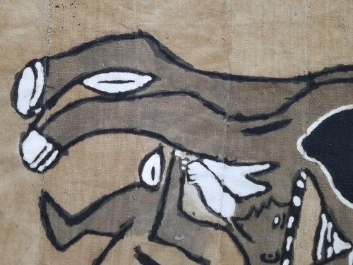 Antique African Tribal Peoples Are Milking Cow Hand Painted Tapestry 186x112cm - Picture 8 of 13
