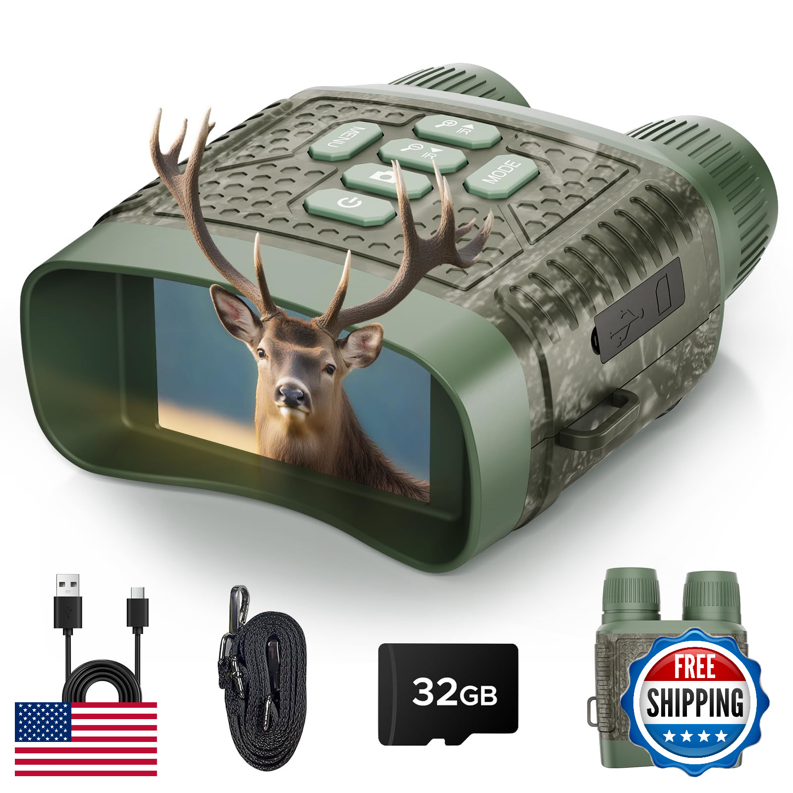 Goggles 48mp 10x Zoom 1300ft W/ 5000mah Battery & 32gb Sd Ca