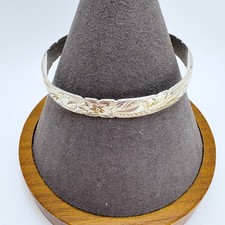 Child's Size Flower Scroll Design Bangle Bracelet VTG Sterling Silver 925 6" Fit