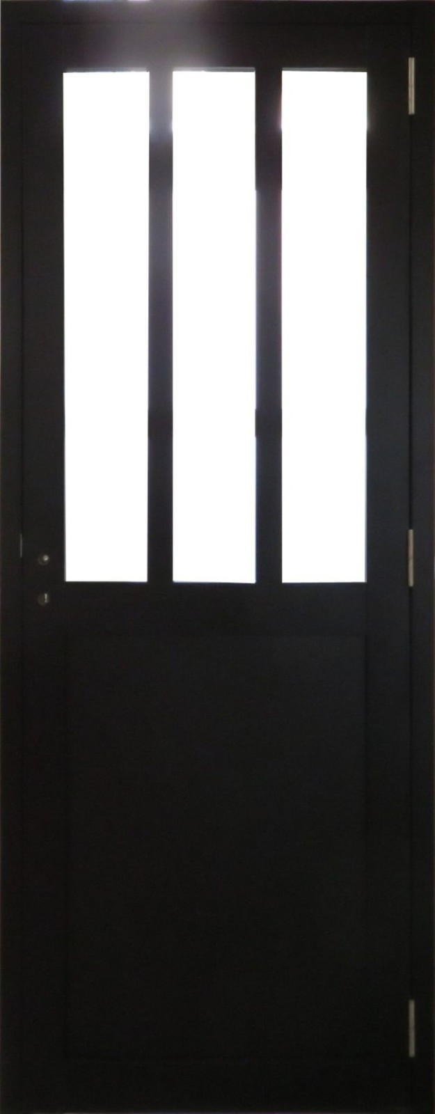 Bloc porte atelier noir H204 L73 poussant gauche pour isoler le bruit sans assombrir