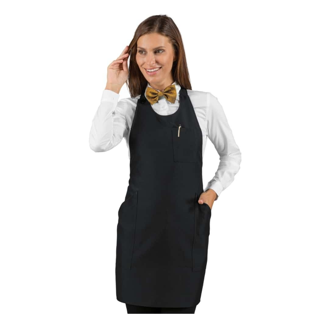 Waiter Apron Sommelier Black Short With Bib - Isacco - Restaurant Bar