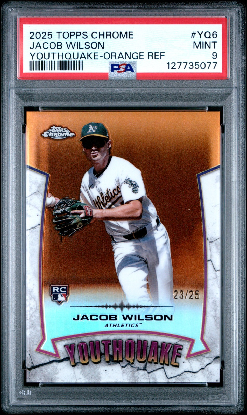 2025 Topps Chrome Jacob Wilson Youthquake Orange /25 Rookie RC PSA 9 Pop 1