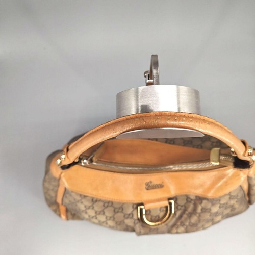 GUCCI Shoulder Bag Purse GG Canvas Leather Brown Beige uthentic - Picture 19 of 24