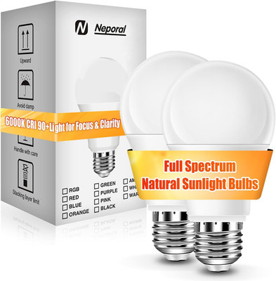 Full Spectrum Light Bulb, 6000K Natural Sunlight Bulbs, 9W 60W Equivalent LED Li