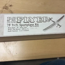 Vintage PS Flyer RC Model Airplane Kit - NOS, Unbuilt, Original Box w/ Instruct.