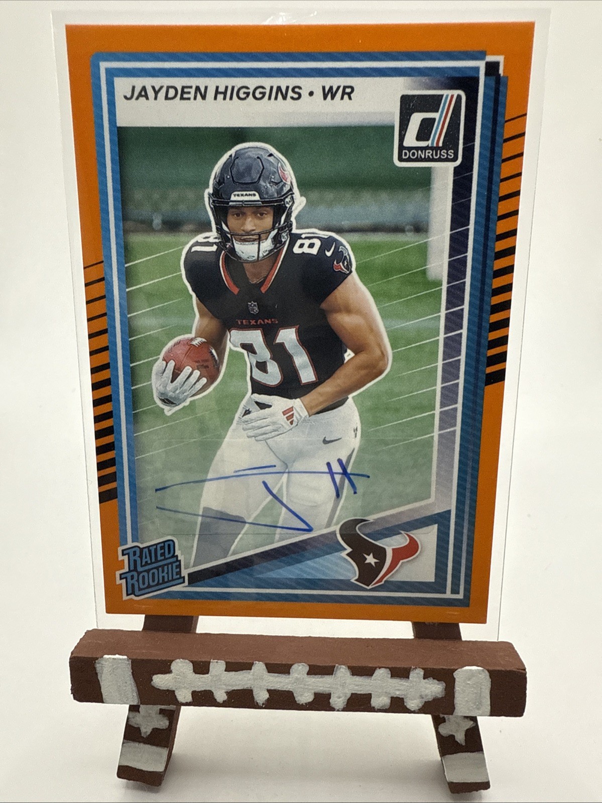 2025 Donruss Jayden Higgins Orange Press Proof Rated Rookie Auto Texans #334