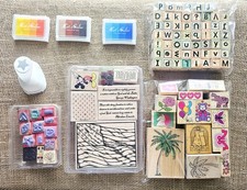 Large Lot Of Rubber Wood Craft Stamps Includes Stampin Up, Animals, Palm Trees