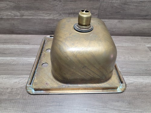 Raro lavello vintage bagno o cucina ottone massiccio 15" x 15" 6" profondo ottimo stato - Foto 10 di 12