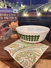Vintage PYREX #404, 4qt, Made In USA Ovenware Lg Bowl Green Dot