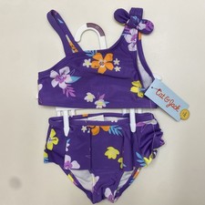 Cat Jack 2 Piece Beach Bikini Swim Bathing suit Girl Purple Tropical Size 3T