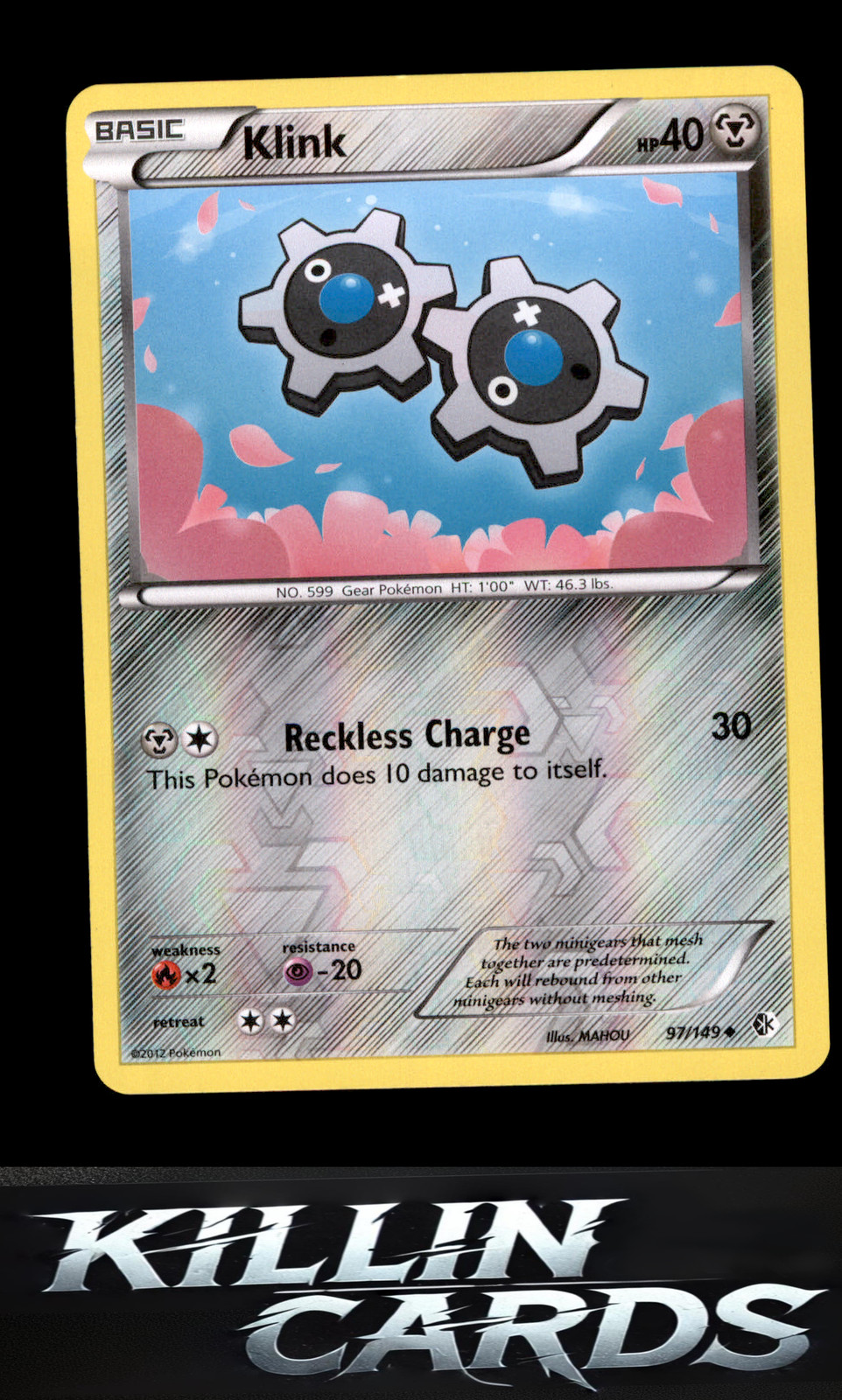 Reverse Holofoil Klink 97/149 Pokemon Uncommon Boundaries Crossed Card NM