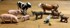 Verschiedene Schleich Bauernhoftiere - Kühe - Schweine - Esel - Ziege - Huhn