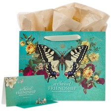 Large Teal Friendship Gift Bag with Scripture Card for Holidays Birthdays