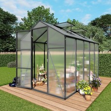 6x10FT Polycarbonate Greenhouse Walk-in Outdoor Greenhouse with Aluminum Frame