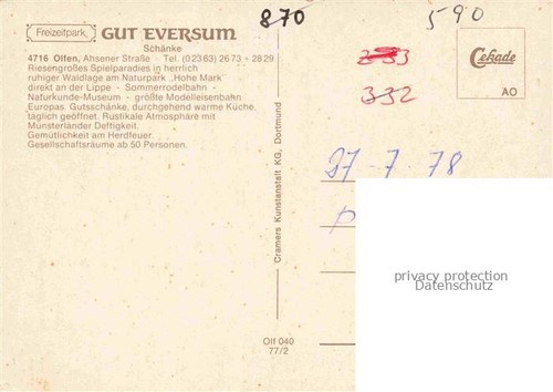 74037978 Olfen Westfalen Freizeitpark Gut Eversum Schaenke - 第 2/2 張圖片