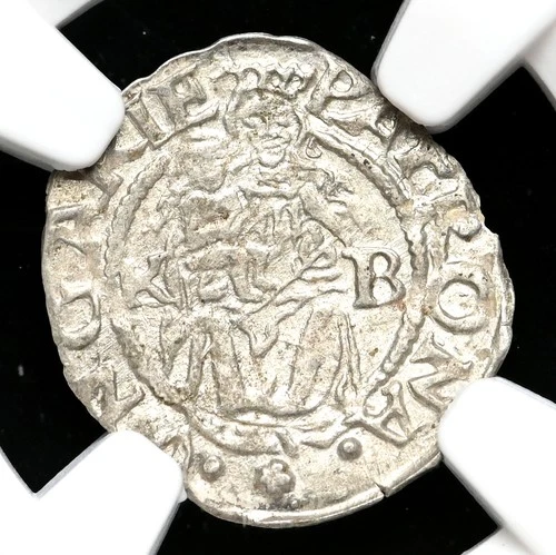 HUNGARY. Ferdinand I, 1559-KB. Silver Denar, Kremnitz mint, NGC AU58