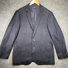 J.Crew Irish Linen Blazer Mens 44R Navy Blue Ludlow Two-Button Sport Coat