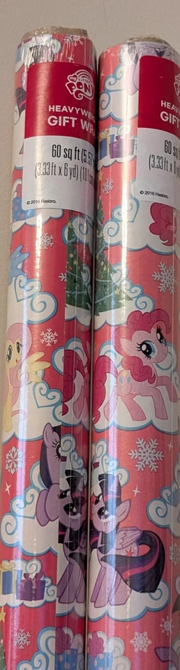 PAPEL DE ENVOLVER REGALO NAVIDAD MI LITTLE PONY 60 SF HECHO EN EE. UU. - NUEVO EN PAQUETE - 2 ROLLOS Foto 3 de 4