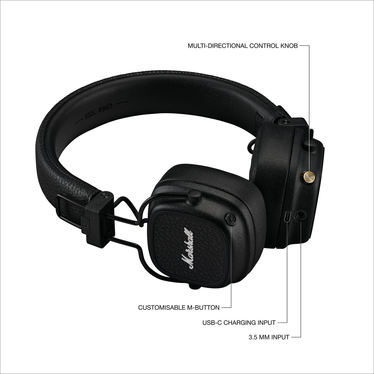 Marshall Major V Black 専用ケース付き Major V Black - On-ear