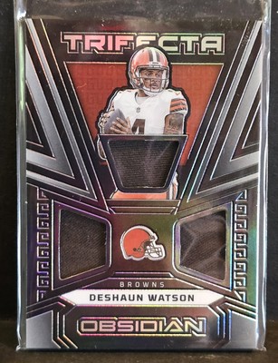2023 Panini Obsidian Trifecta #TRI-DWA Deshaun Watson Swatch SN 142/199