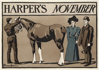 Vintage Harper's November Wandkunst Reitsportszene Wandkunst