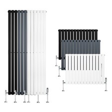 Oval Single Column Radiator & TRV Valves Designer Horizontal Vertical 3 Colours