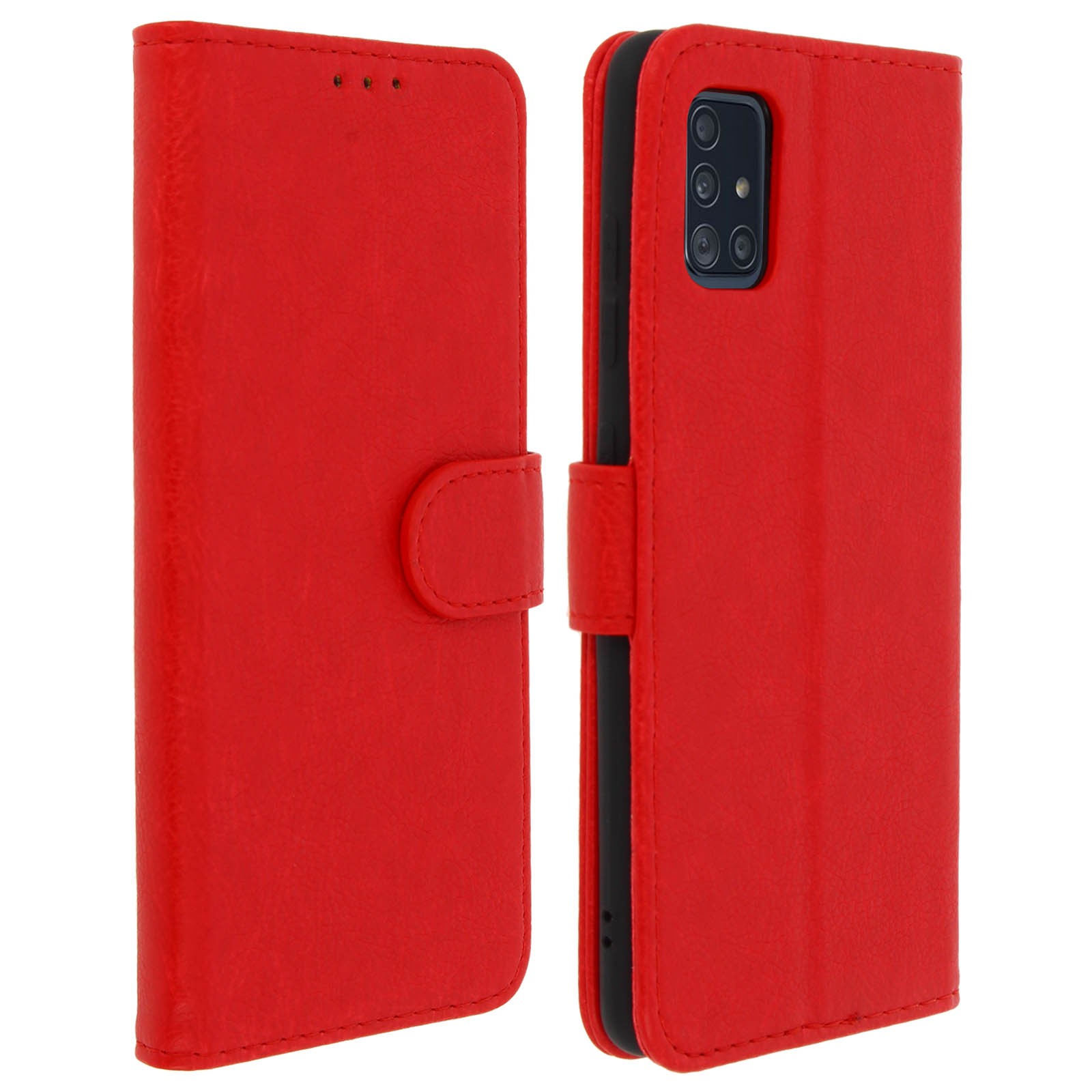 Étui à rabat pour Galaxy A51 en simili cuir rouge avec porte-cartes intégré
