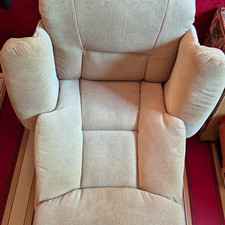 Beige Fabric Recliner Armchair High Back Pad Arms 120x95x95cm
