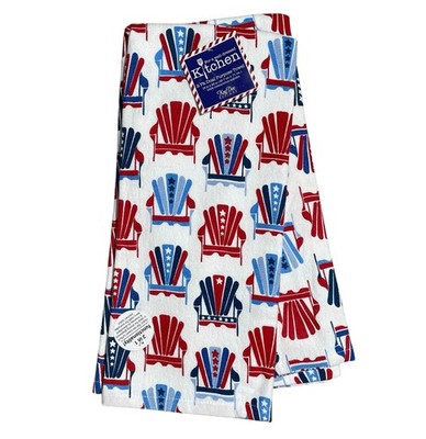NEW S/2 Kay Dee Kitchen Towels Adirondack Chairs Patriotic Celebration 18'' x 28''