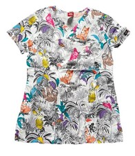 NWT Women s Small Tropical Jungle Animal Print Dickies Scrub Top