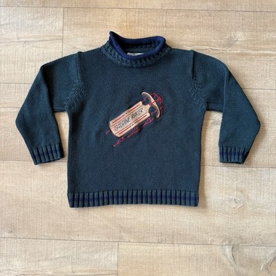 Y2K Kids hunter green Navy 'Alpine Racer' 100% cotton holiday Sweater roll neck